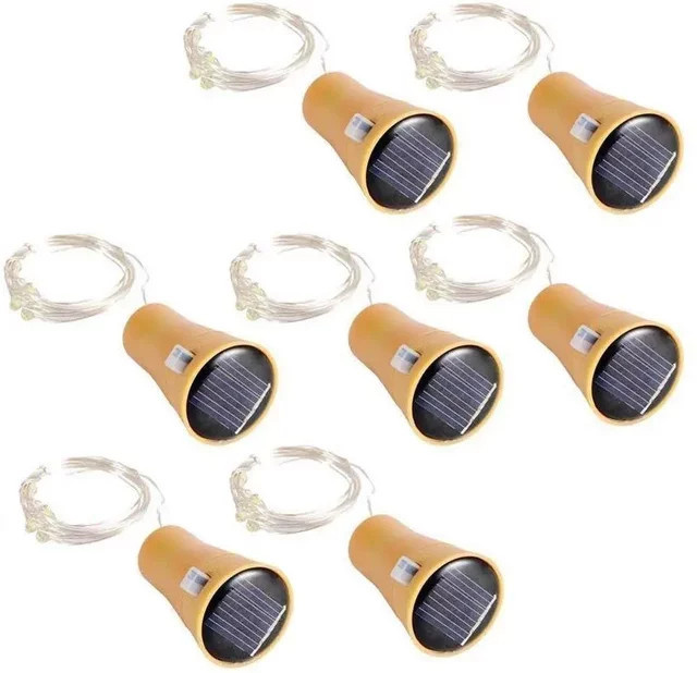 Solar Wein Flaschen Lichterkette mit 20 warmweißen LEDs und Korkform, 2m Solar Kupferdraht Lichterkette für Garten, Hochzeit und Party - Bild 1