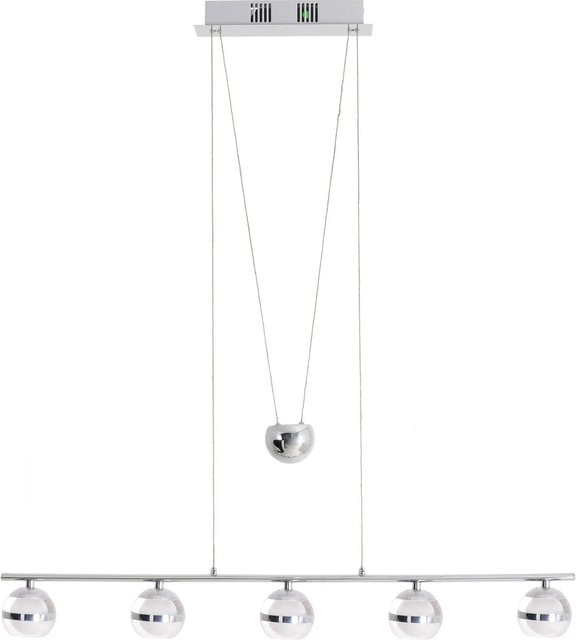 Näve LED-Pendelleuchte SPHERE in Chrom und Transparent, B/H/T: 90 x 150 x 7 cm - Bild 1