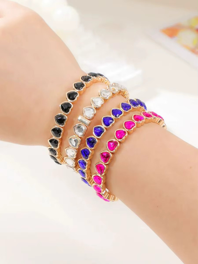ZMZY Armband, goldfarben, bunte Perlen, Herzanhänger, Damen - Bild 1