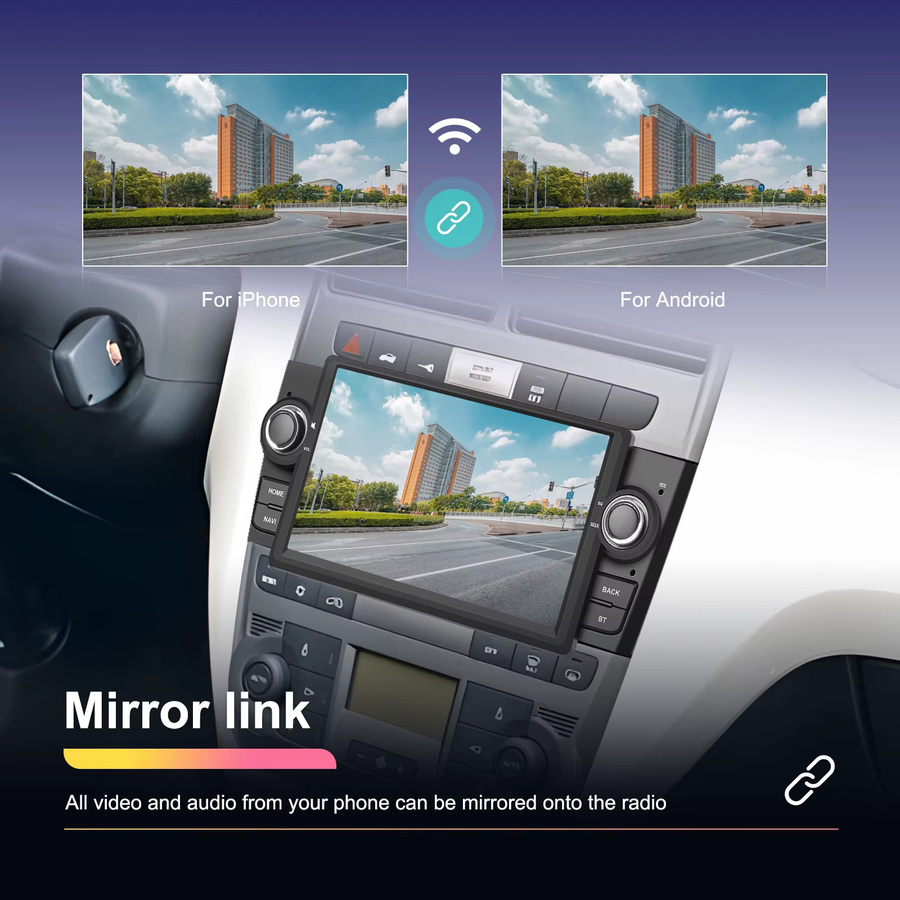 Camecho 2DIN Autoradio mit GPS, Bluetooth und Wi-Fi für Fiat Punto 05-09 und Linea 07-11, Android Auto und kabelloses CarPlay, Schwarz - Bild 3