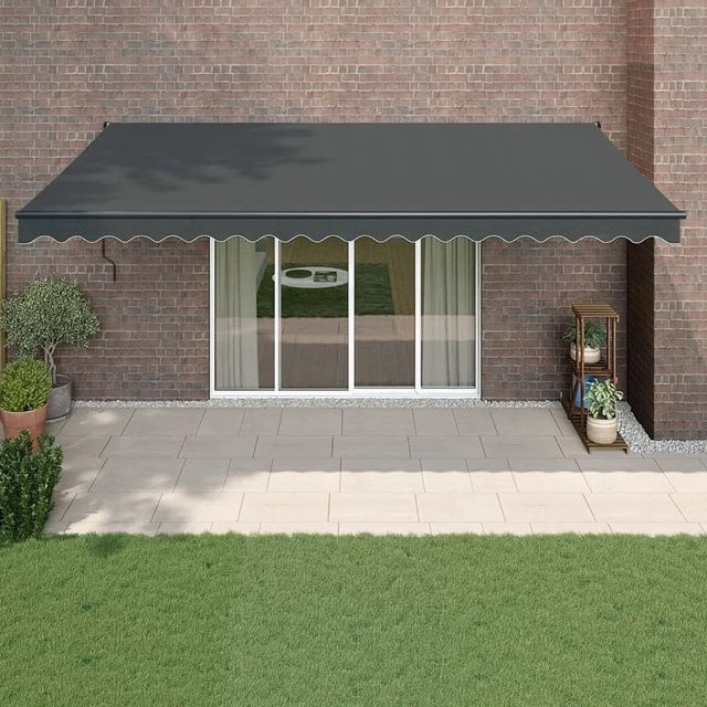 Einziehbare Furnicato Markise mit Gelenkarm aus Aluminium in Anthrazit, B: 5 m, H: 3 m - Bild 1