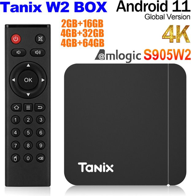 Tanix W2 Android 11 TV-Box mit Amlogic S905W2, 4GB RAM, 32GB/64GB Speicher, Dual WLAN 2,4G/5G und Bluetooth, Media Player Set-Top-Box in Schwarz - Bild 1