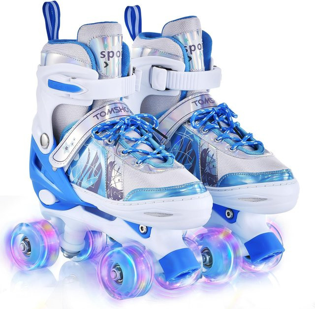 TOMSHOO Rollschuhe, verstellbar, mit LED-Beleuchtung, blau - Bild 1