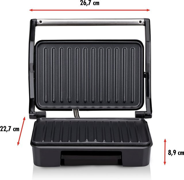 Alpina Panini-Maker in Schwarz mit herausnehmbaren Platten, 750W, 230V - Bild 1