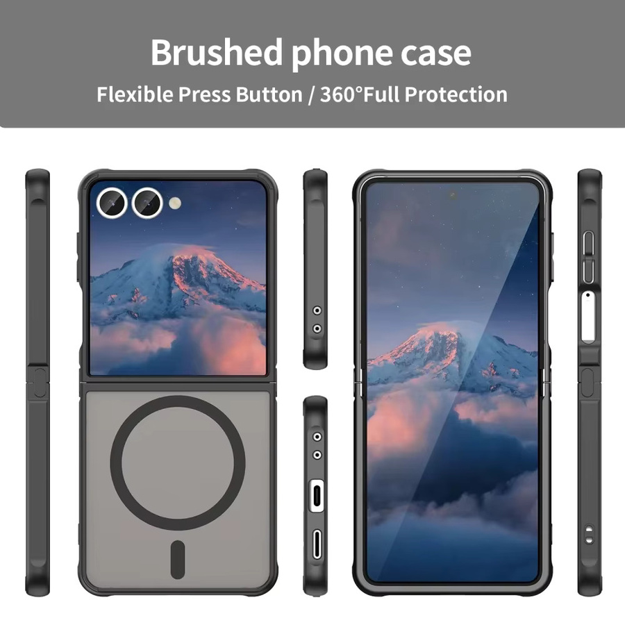 Business Hybrid Slim Matte Magnetische Hülle für Samsung Galaxy Z Flip7 FE in Transparent Blau mit TPU und PC Armor Schutz und Wireless Charging Kompatibilität - Bild 5