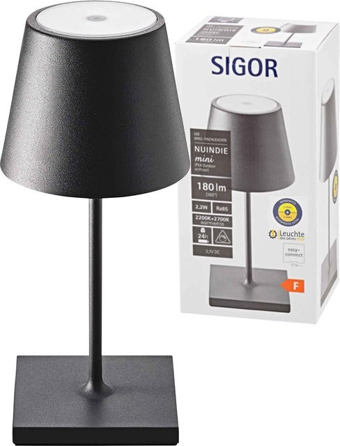Sigor Nuindie mini LED Akku Tischleuchte IP54 schwarz für Innen und Außen - Bild 1