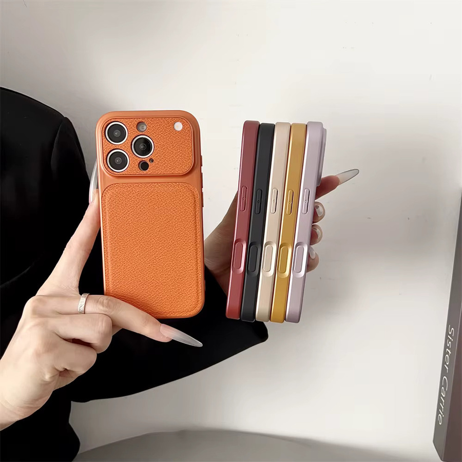 Stoßfeste Handyhülle aus PU-Leder und weichem TPU für Apple iPhone 17, 16, 15, 14, 13 Pro Max mit Kameraschutz und matter Rückseite in Gelb - Bild 3