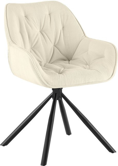 CLP Esszimmerstuhl Rimio Sessel Cord Beige, drehbar und 180 Grad schwenkbar mit Armlehnen und Rückenlehne, gepolstert - Bild 1