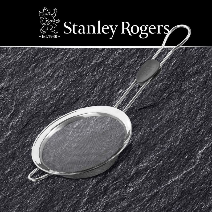 Stanley Rogers Sieb aus Edelstahl in Silber und Schwarz mit feinem Netz und Griffen, Durchmesser: 15 cm - Bild 2