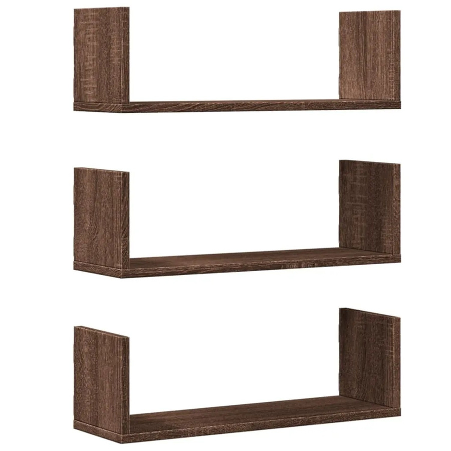 vidaXL Wandregale 3er-Set in Eiche Braun aus Holzwerkstoff, B/T/H: 58 x 18 x 18 cm - Bild 2