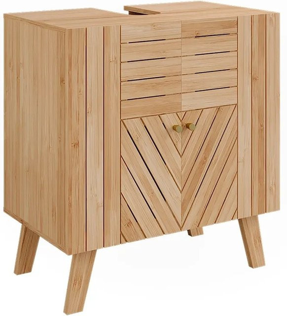 Vicco Waschbeckenunterschrank Lucie in Bambus-Optik mit 2 Türen, B/T/H: 60 x 36 x 65 cm - Bild 1