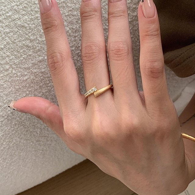 ANENJERY Ring, Gebürstet, Zirkonia, Gold, Unisex - Bild 1