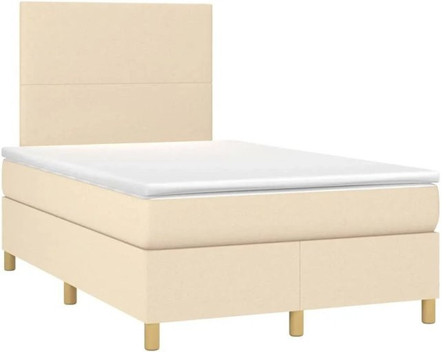 vidaXL Boxspringbett mit Matratze in Creme und Beige, Hybrid-Design mit Taschenfederkern, B/T: 120 x 190 cm - Bild 1