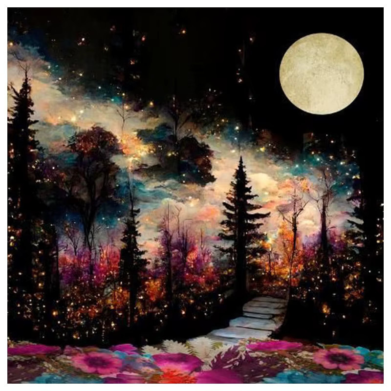 HUACAN Diamant-Mosaik Set Waldlandschaft mit Mond als 5D Kreativ-Hobby Set in Multicolor, B/H: 20 x 20 cm - Bild 5