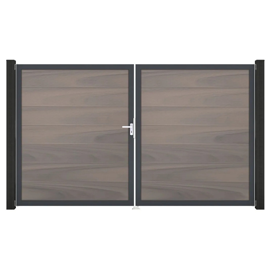 GroJa Steckzaun Tor Grande DIN Links DB Bi-Color 2-flügelig in Sand/Multicolor aus Aluminium und BPC - Bild 2