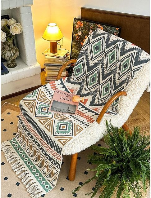 Binchi Outdoor Equipment Sofabezug aus Baumwolle und Leinen im Retro-Stil, Mehrfarbig, Breite: 60 cm, Höhe: 90 cm - Bild 1
