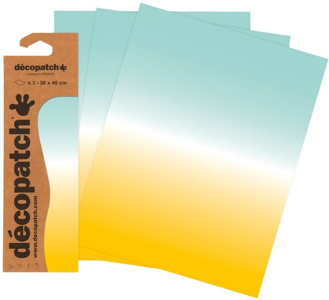Décopatch-Papier Farbverlauf in Multicolor mit Hellblau und Sonnengelb - Bild 1
