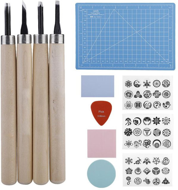 Shoemst Gummistempel Schnitzen Handwerk Set DIY Werkzeugsatz in Grau und Multicolour - Bild 1