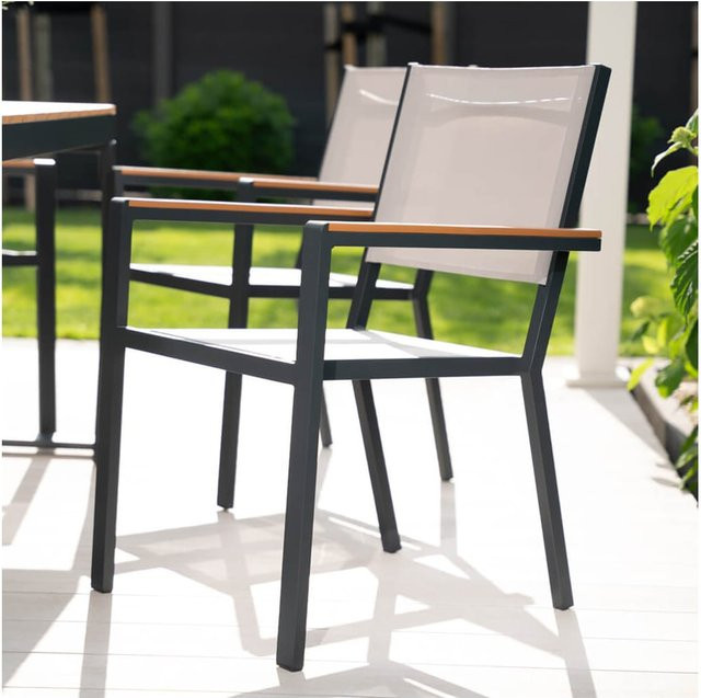 Home Deluxe Gartenstuhl SEDIA 2er Set stapelbar aus Textilene und pulverbeschichtetem Stahl in Anthrazit Matt - Bild 1