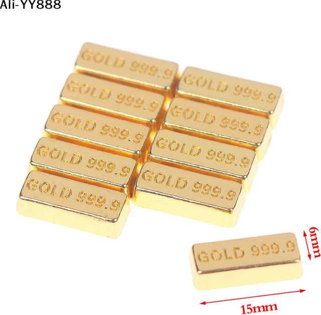 JETTING Goldbarren Münzenmodell, Puppenhaus Deko Spielzeug, 10-teiliges Set - Bild 1