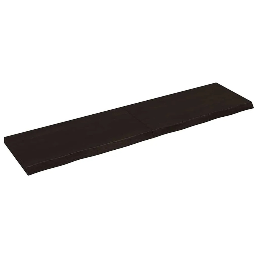 vidaXL Wandregal aus Eichen-Massivholz in Dunkelbraun im rustikalen Stil, Breite: 200 cm, Tiefe: 50 cm, Höhe: 2-6 cm - Bild 2