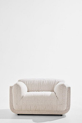 Otto Sessel Pastill in Beige und Weiß mit Bouclé-Stoff und Massivholzrahmen - Bild 1