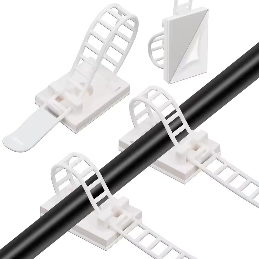 Verstellbare Kabelbinder und Kabelmanagement-Clips in Schwarz für Schreibtisch, Wand und Auto, 10 Stück - Bild 2