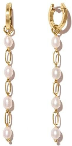 Hängeohrringe 925 Sterling Silber, Perle, Doppelkreis, Damen, beige - Bild 1