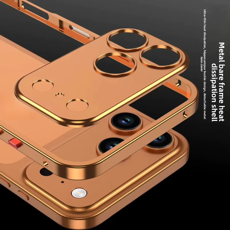 VYOPBC Stoßfeste Handyhülle aus Aluminiumlegierung mit Metall-Linsenschutz für iPhone 14, iPhone 15 Pro und iPhone 16 Pro Max sowie iPhone 17 Pro Max in Schwarz - Bild 3