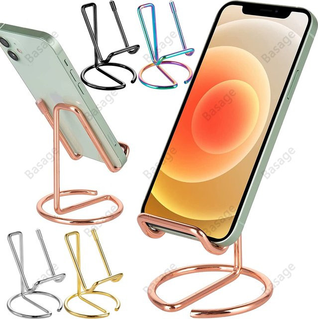 Handy-Ständer aus Metall in Silber für Schreibtisch und Visitenkartenhalter für Handys und Tablets - Bild 1