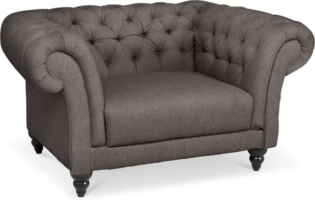Sessel SANSIBAR LUND in Grau mit Knopfpolsterung und Armlehnen, B/T/H: 73 x 73 x 103 cm - Bild 1