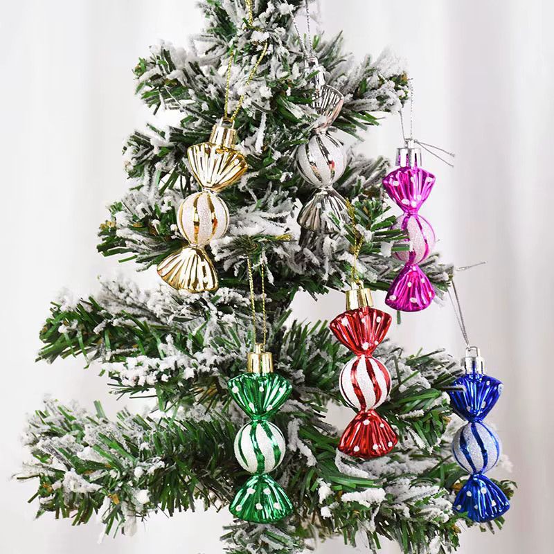 6er Set ZQNYCY Weihnachtsanhänger in Süßigkeiten-Form, Dekorative Ornamente für den Weihnachtsbaum in Rot, Gold und Silber - Bild 3
