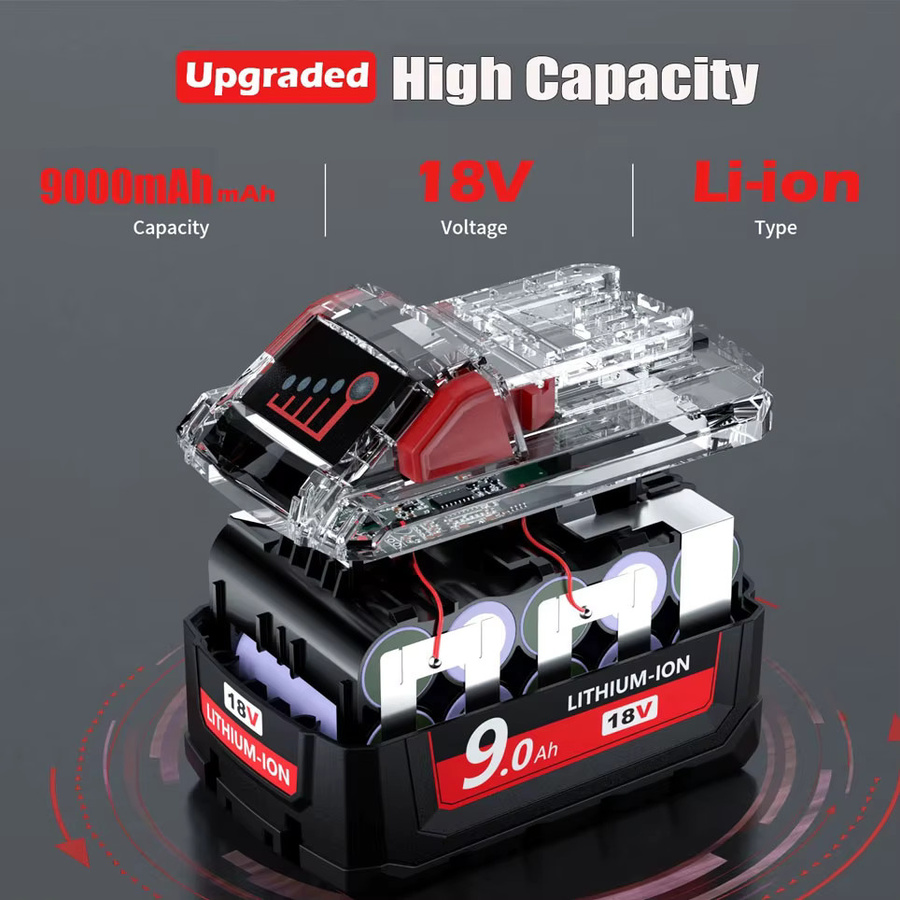 Milwaukee M18 Akku 18V 6,0 Ah für Milwaukee Werkzeuge in Rot - Bild 4