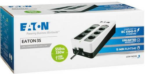 Eaton 3S550D Offline USV-Anlage 550VA 330W mit USB-Anschlüssen in Weiß - Bild 1