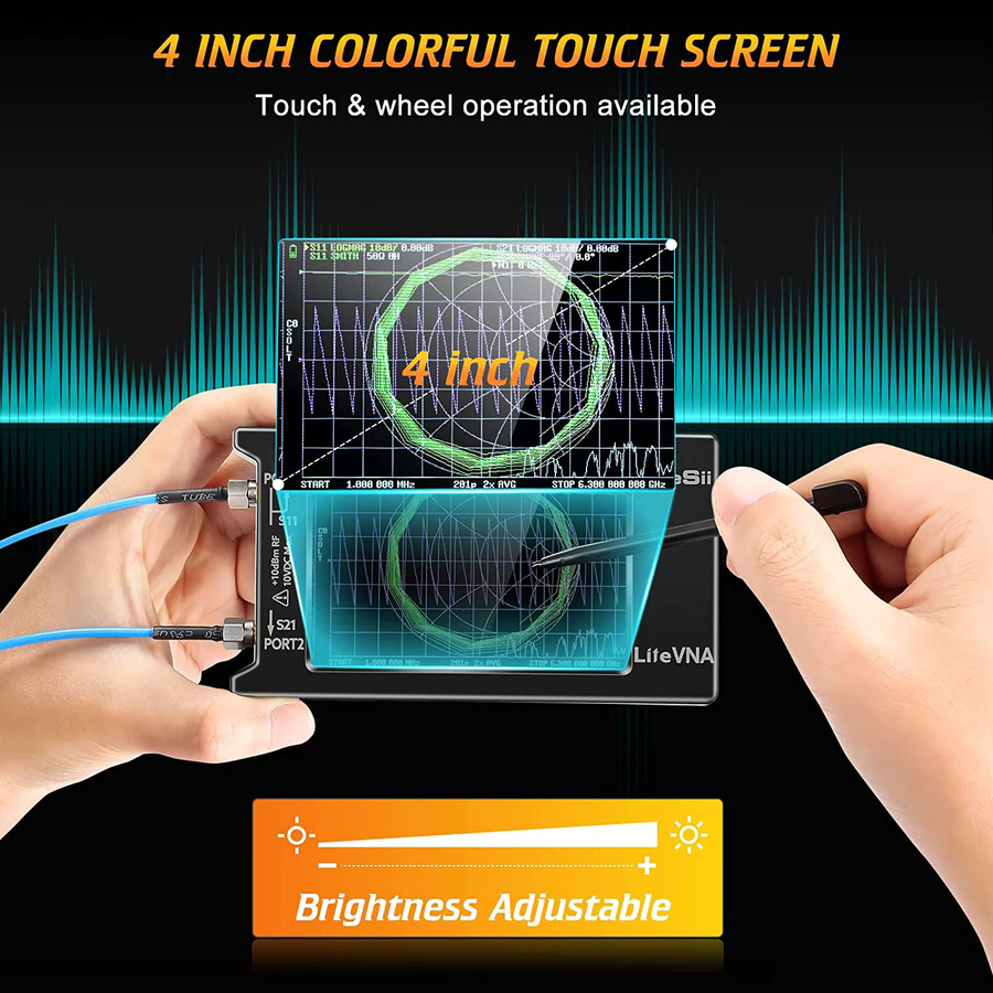 SeeSii LiteVNA Vektor-Netzwerkanalysator NanoVNA mit 4-Zoll-Display, 50 kHz–6,3 GHz, Schwarz - Bild 2