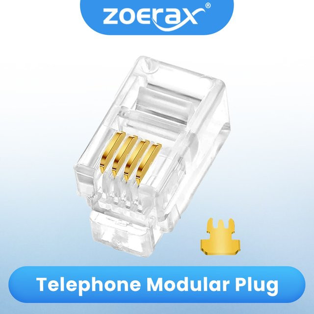 ZoeRax Telefon-Modularstecker RJ11 4P4C/6P4C/6P6C-Anschluss für Telefonleitungskabel kompatibel mit soliden und strängigen Drähten - Bild 1