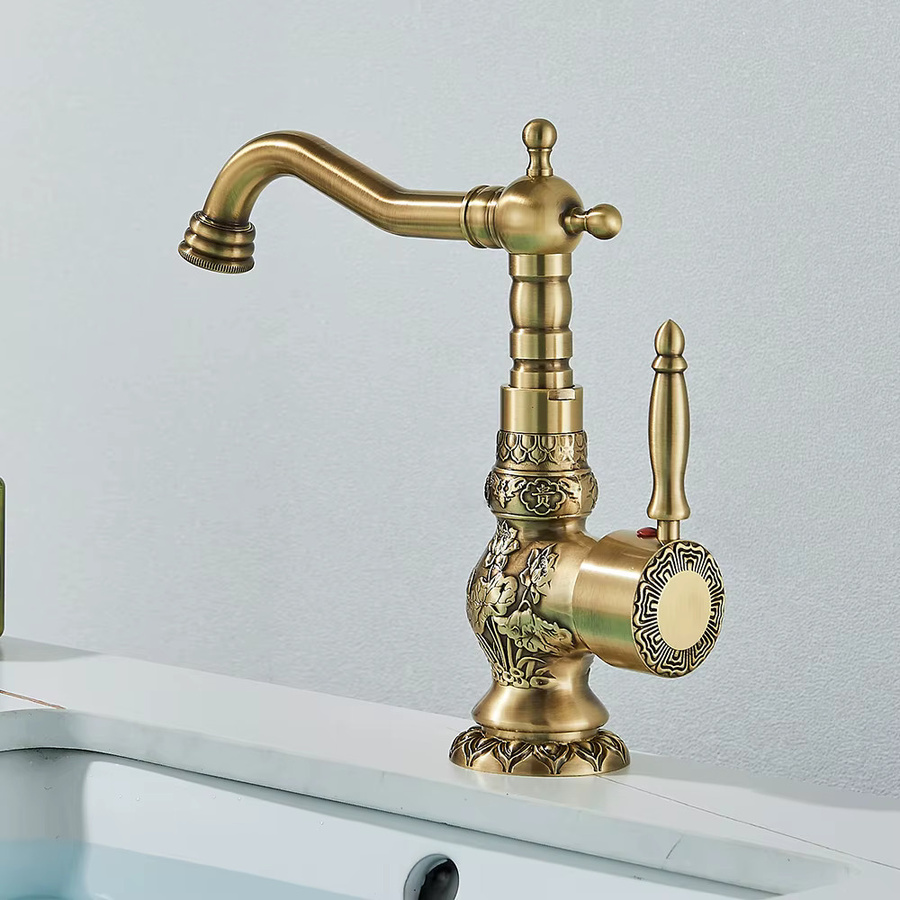 Poiqihy Waschbecken Wasserhahn aus Messing in gebürstetem Messing mit Einhandmischer und schwenkbarem Auslauf - Bild 2