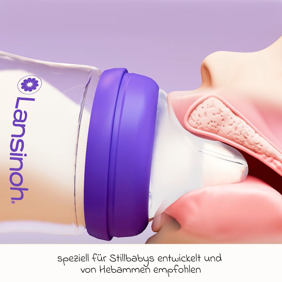 Lansinoh 2er-Pack Babyflaschen mit NaturalWave Sauger, Weithals, 240 ml, transparent - Bild 2