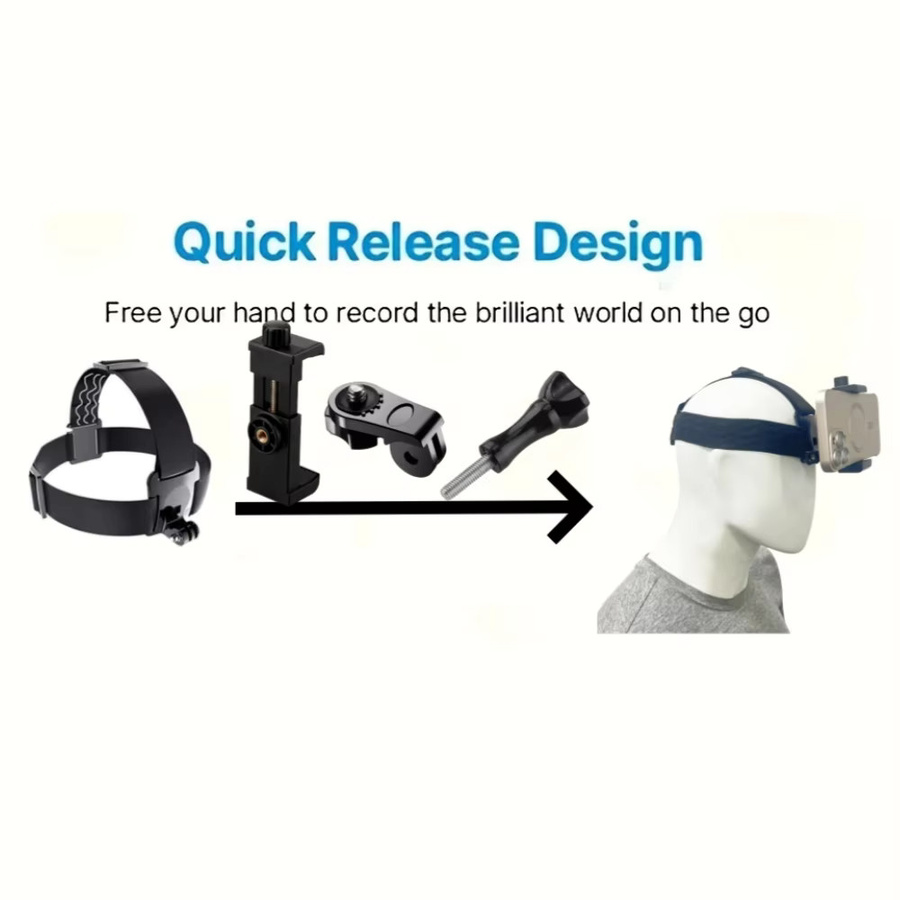 Handy Kopfband Halter und Stirnband Montage Kit in Schwarz für GoPro Hero 11, 10, 9, 8 und 7 sowie Action Kameras - Bild 3