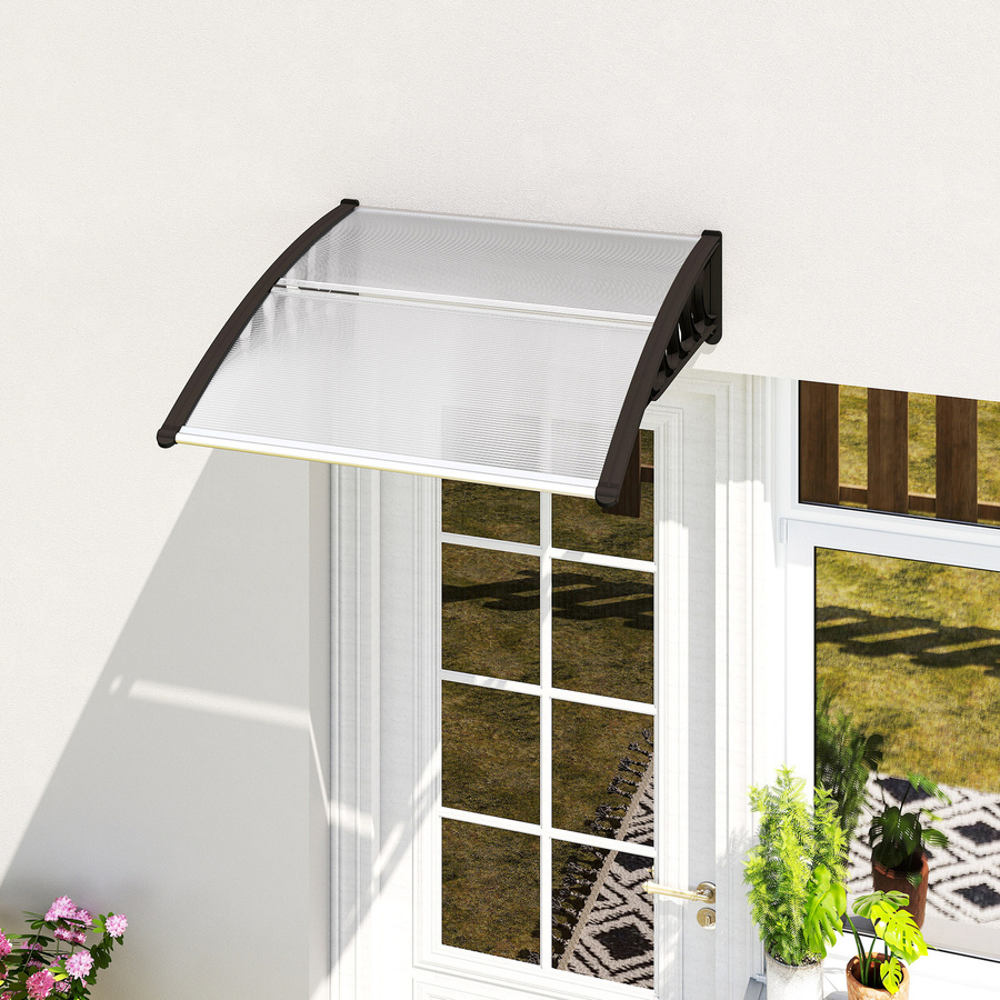 Outsunny Pultvordach Haustür Überdachung mit UV- und Regenschutz aus Aluminium, Schwarz, B/H/T: 103 x 96,5 x 27 cm - Bild 2