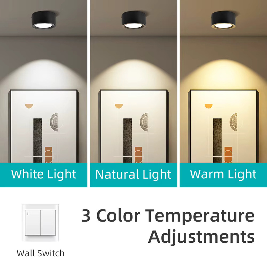 CANMEIJIA LED Downlight Deckenlampe aus Metall in Schwarz, moderne Aufbaustrahler für Küche, Flur und Treppe, 20W - Bild 2