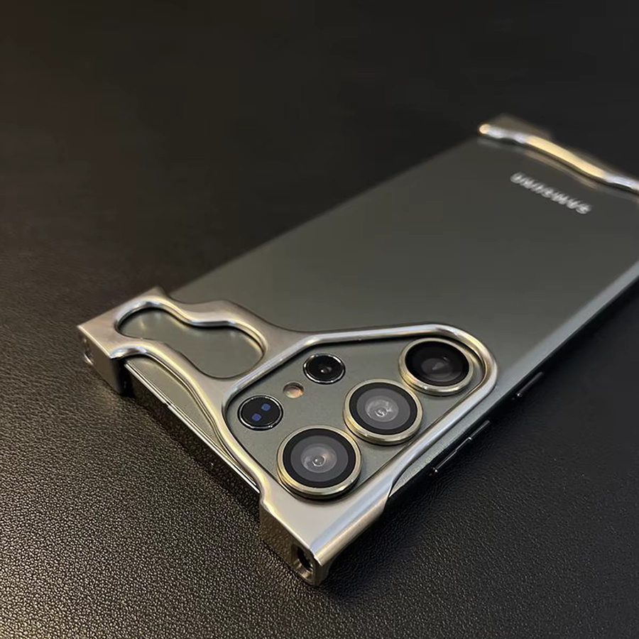 Stoßfeste Samsung Handyhülle aus Aluminiumlegierung mit Objektivschutz in Grau für Samsung S25 S24 S23 Ultra Plus - Bild 1