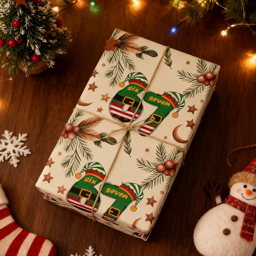 Vintage 67 Meme Geschenkpapier für Weihnachten, mehrfarbig - Bild 1