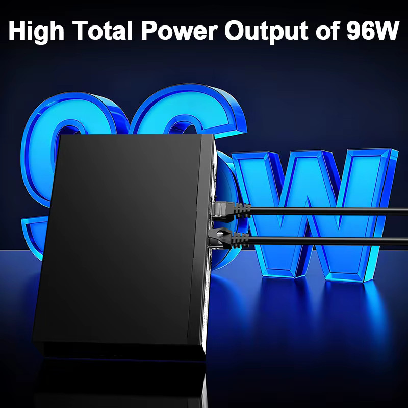 HORACO 8 Port PoE Netzwerk Switch 100Mbps mit 96W für IP Kameras und Überwachung, Schwarz - Bild 4