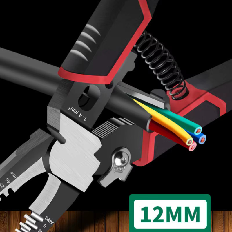 Multifunktionale Elektrikerzange von JUSTINLAU als Kombinationswerkzeug zum Drahtschneiden, Abisolieren und Crimpen, Länge: 21,5 cm - Bild 5