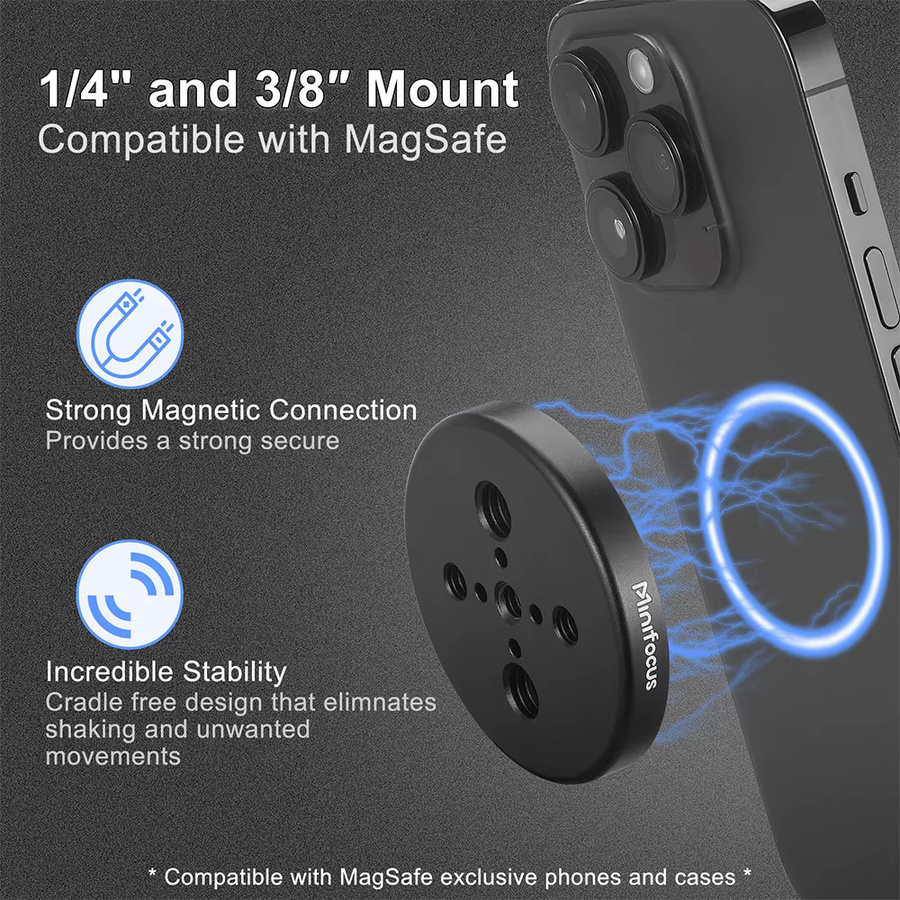 MINIFOCUS Dualer magnetischer Handyhalter mit doppeltem Kugel-Seitenmagnet für MagSafe, iPhone und Android Smartphones, Schwarz - Bild 3