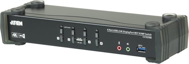 ATEN CS1924M 4-Port KVM-Switch mit DisplayPort und HDMI für 4K UHD, USB-C, Schwarz - Bild 1