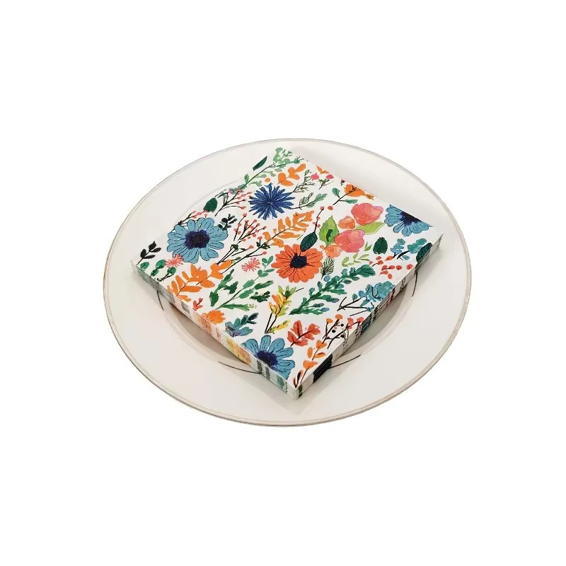 20 Stück GUANYAO Servietten im romantischen Landschaftsstil mit bunten Blumen und Blättern, 2-lagig, B: 33 cm, Farbe: Mehrfarbig - Bild 4