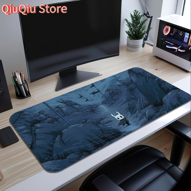 Hollow Knight Mauspad Potdemiel Schreibtischunterlage in Blau, große rutschfeste und ergonomische Tastaturunterlage aus Gummi - Bild 1