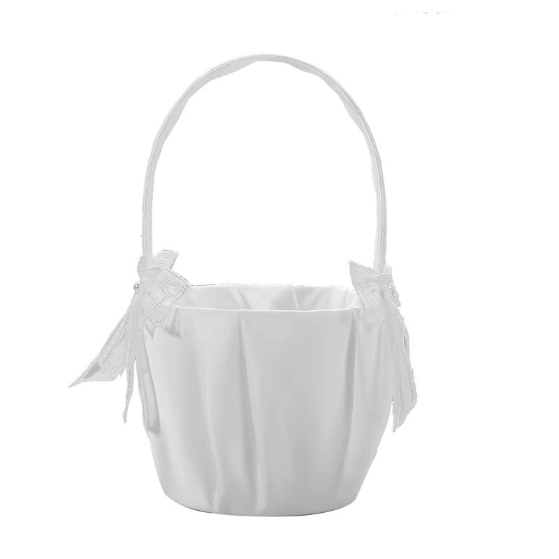 Eleganter weißer Blumenmädchen-Korb von TRUE LOVE GIFT im minimalistischen Design für Hochzeiten - Bild 2